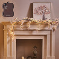 Fudios Lighted Garland Spring with Cherry Blossom 96 Fairy Lights 6FT for Mantle Year Round,Flower Garland with Lights with Timer Battery Operated for Wedding Party