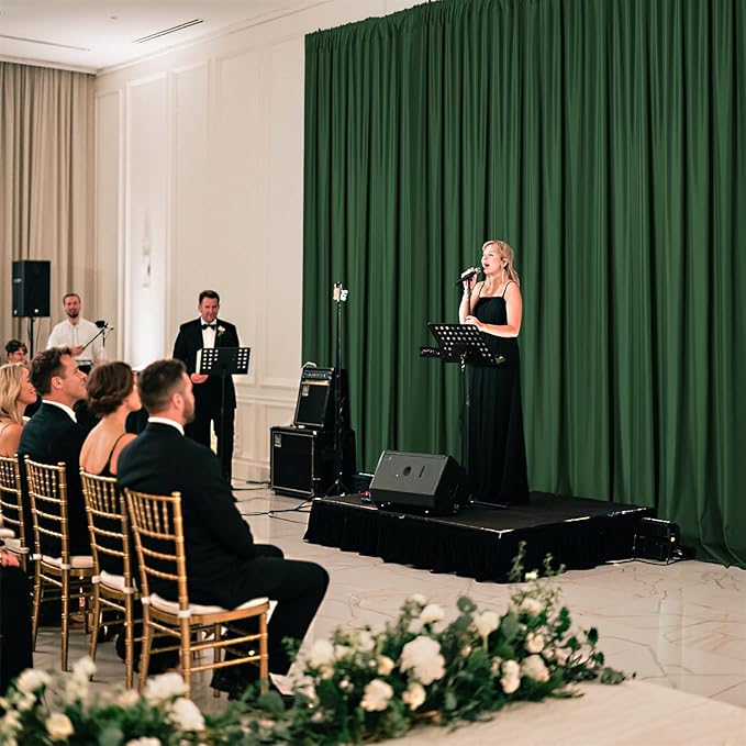 Sugargirl 10x10FT Green Backdrop Curtains Polyester Photo Backdrop Drapes Curtains 2 Panels with Rod Pockets for Party Birthday Wedding Photography Home Decoration