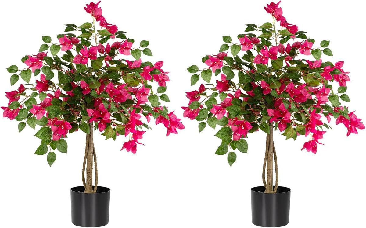 3FT Artificial Bougainvillea Tree with Lush Pink Flowers, Faux Potted Fake Pl...