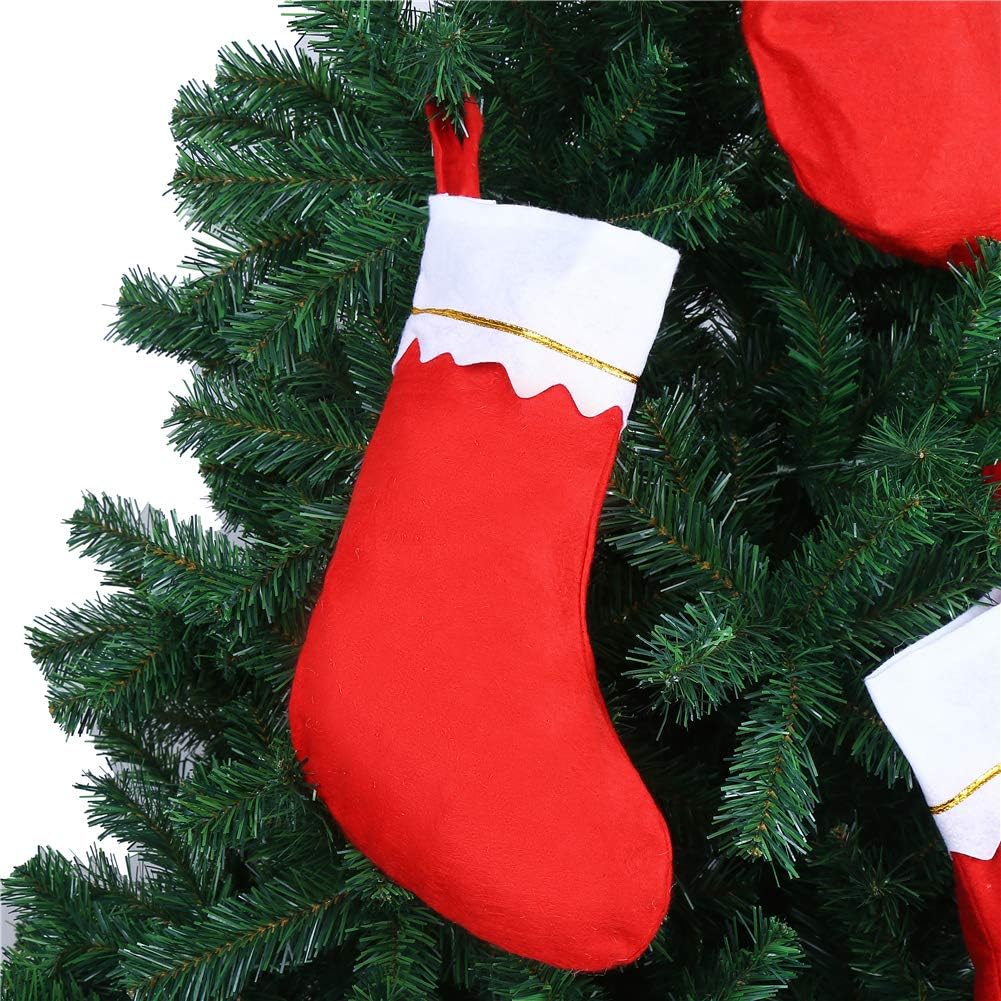 CCINEE 12pcs Red Felt Christmas Stockings 15" Party Favors Stockings for Xmas Decoration