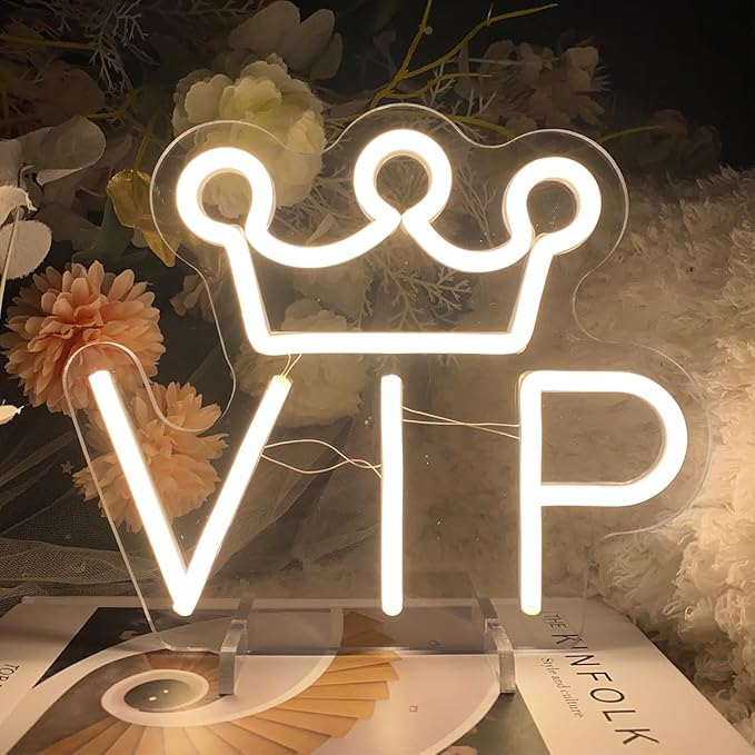 VIP Table Number Neon Sign Desk Lamp Night Light Wedding Letter LED Neon Sign Wedding Table Decorations Neon Light Shop Bedroom Home Room Decor Christmas Party Warm White USB 25×21 CM