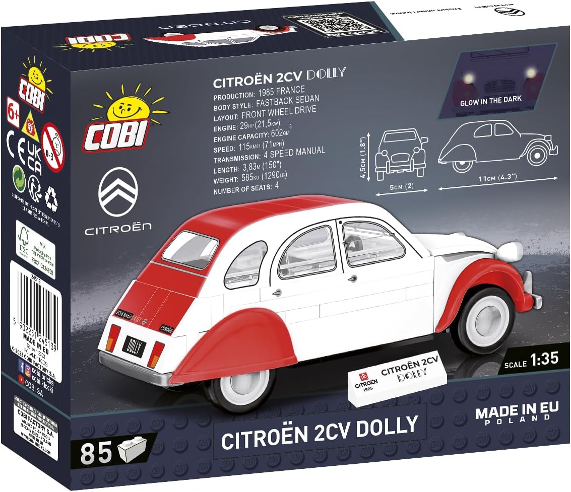cobi citroen 2cv dolly vehicle building set, 85, package contents