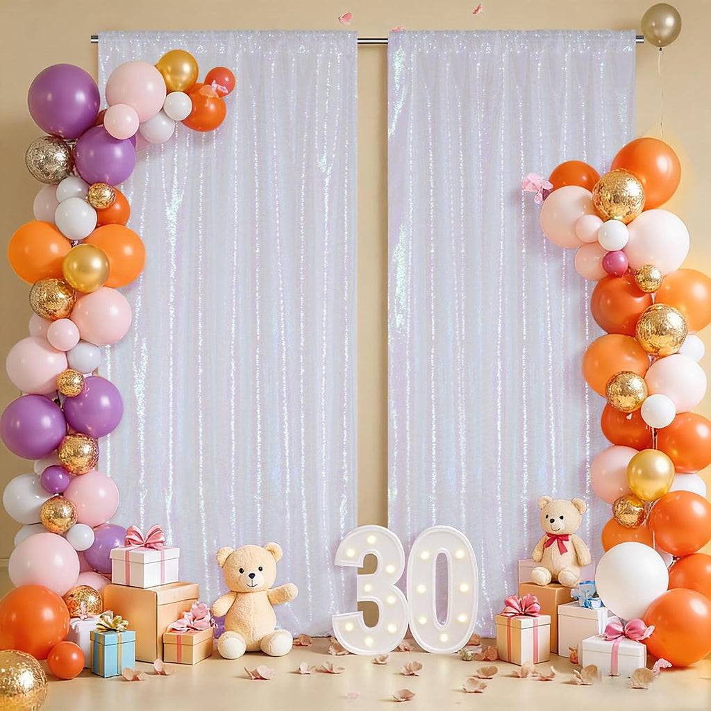 squarepie 2 pcs 4x10ft iridescent sequin backdrop for, side view