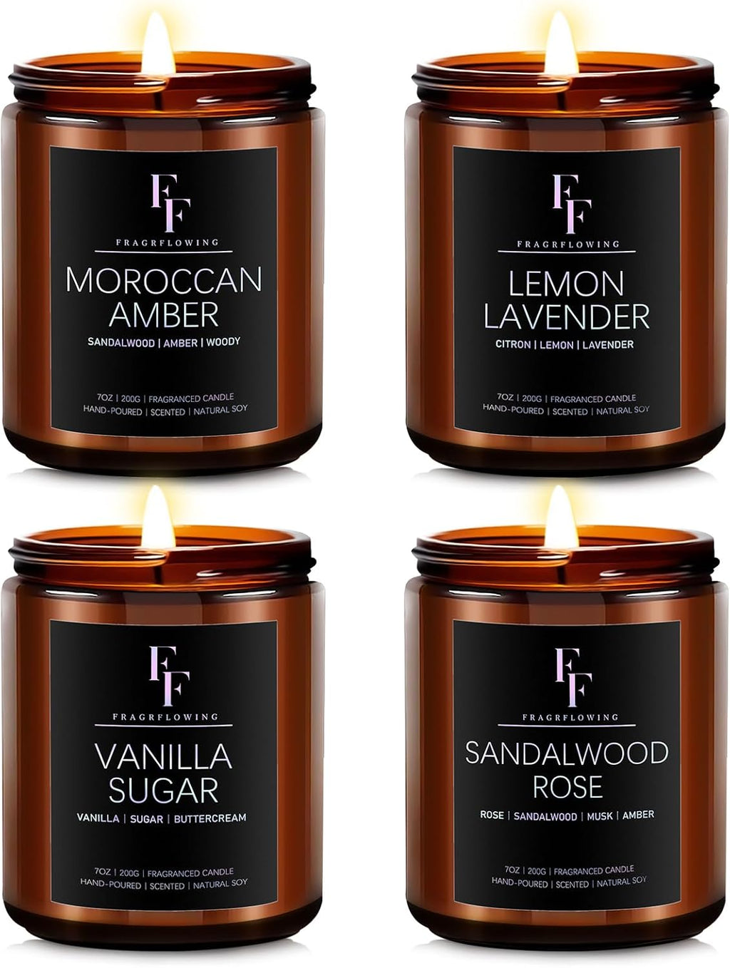 Scented Candles for Home Scented Aromatherapy Candles, 4 Pack 28 Oz Soy Wax Candle Gift Set Valentine's Day Gift for Women Men (Lavender/Vanilla//Sandalwood Rose/Moroccan Amber)