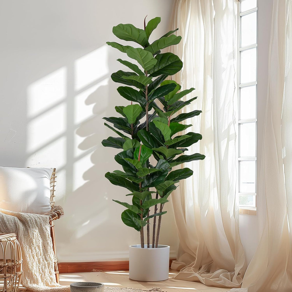 Yepdin Faux Fiddle Leaf Fig Tree 6 FT - Artificial Ficus Tree with Tall Artif...