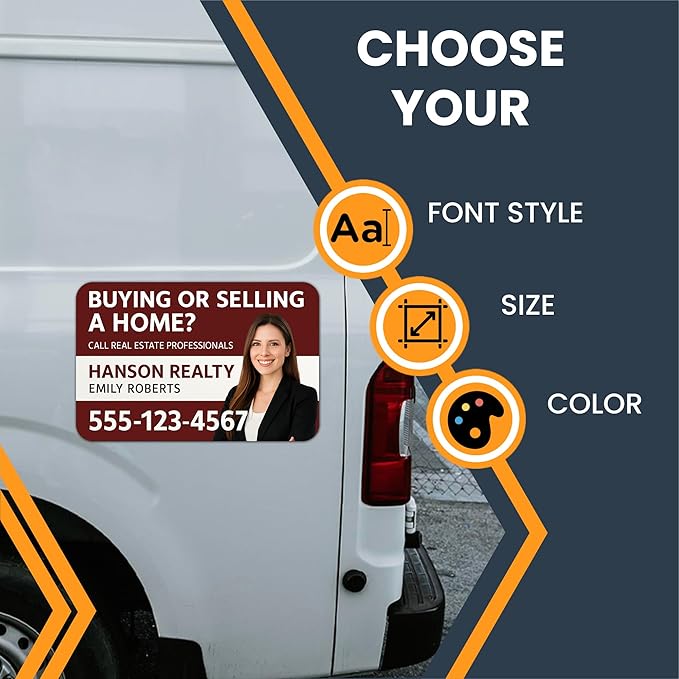 Magnet Me Up Custom Car Magnet for Business – Personalized Magnetic Sign for Cars & Trucks – Customized with Full Color Image, Add Logo, Text – Choose Your Size, Templates Available, Made in USA