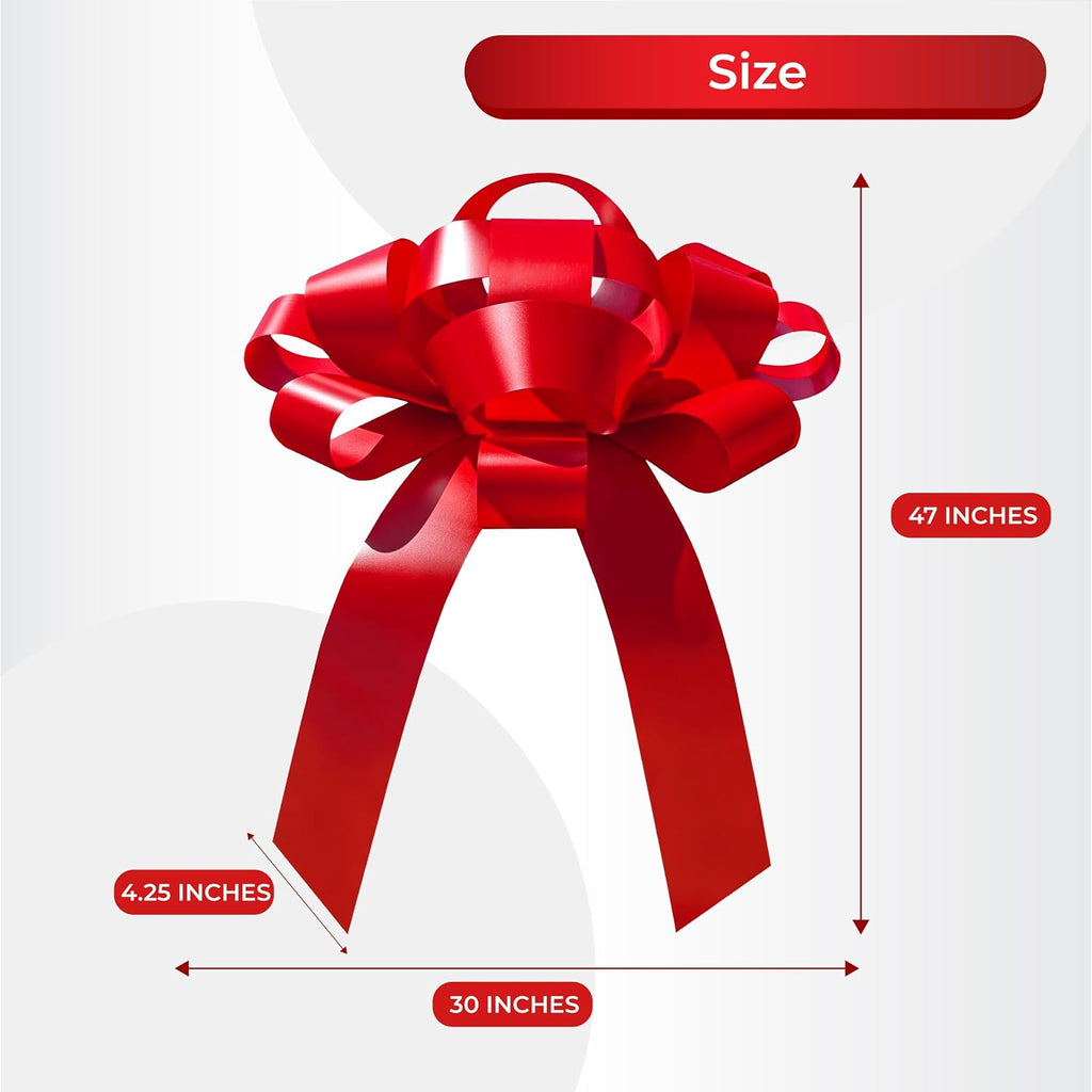 CarBowz Big Car Bow, Giant Bow, Non Scratch Magnet, Weather Resistant Vinyl (Red)