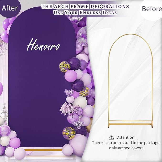 SoarDream Arch Backdrop Cover Purple Spandex Fitted 5FT Wedding Arch Covers Balloon Round Top Chiara Arch Backdrop Fabric for Bridal Shower Wedding Birthday Party Stage Decoations