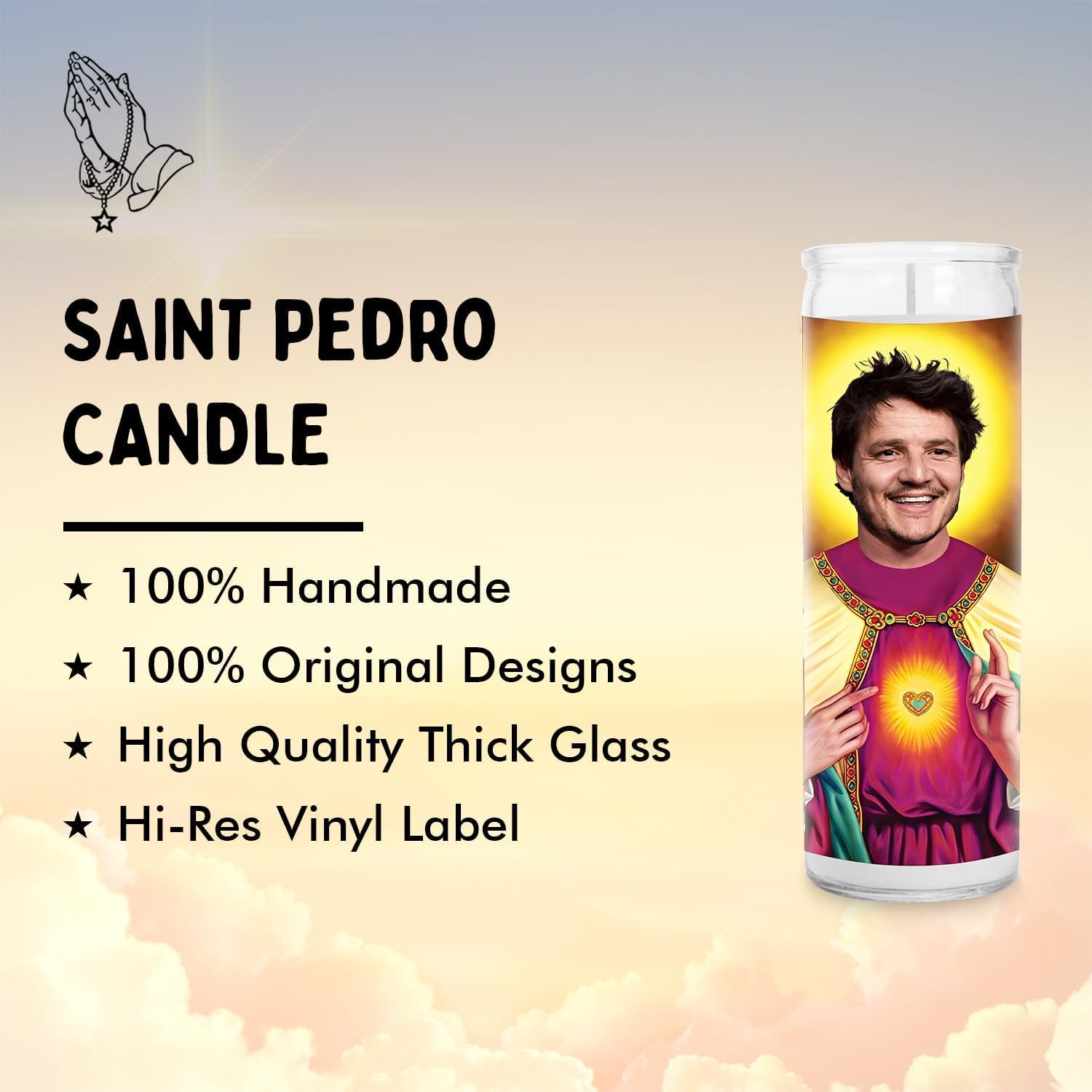 Pedro Celebrity Funny Candle – Unscented Handmade Soy Wax Votive Candle – Unique Gift for Last of Us, Narcos Movies & TV Series Lovers – Home Decor Collectible for Living Room & Office