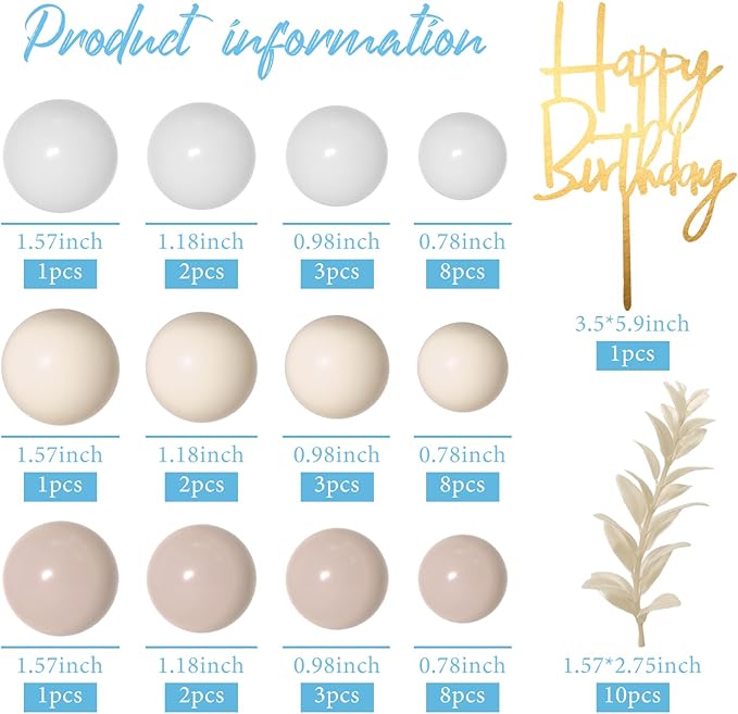 MIAHART Ball Cake Toppers Boho Grass Cake Topper Ball Cake Insert Decoration for Birthday Wedding Baby Shower Party Decorations Boho Themed Party Supplies (Khaki，white，ivory white)