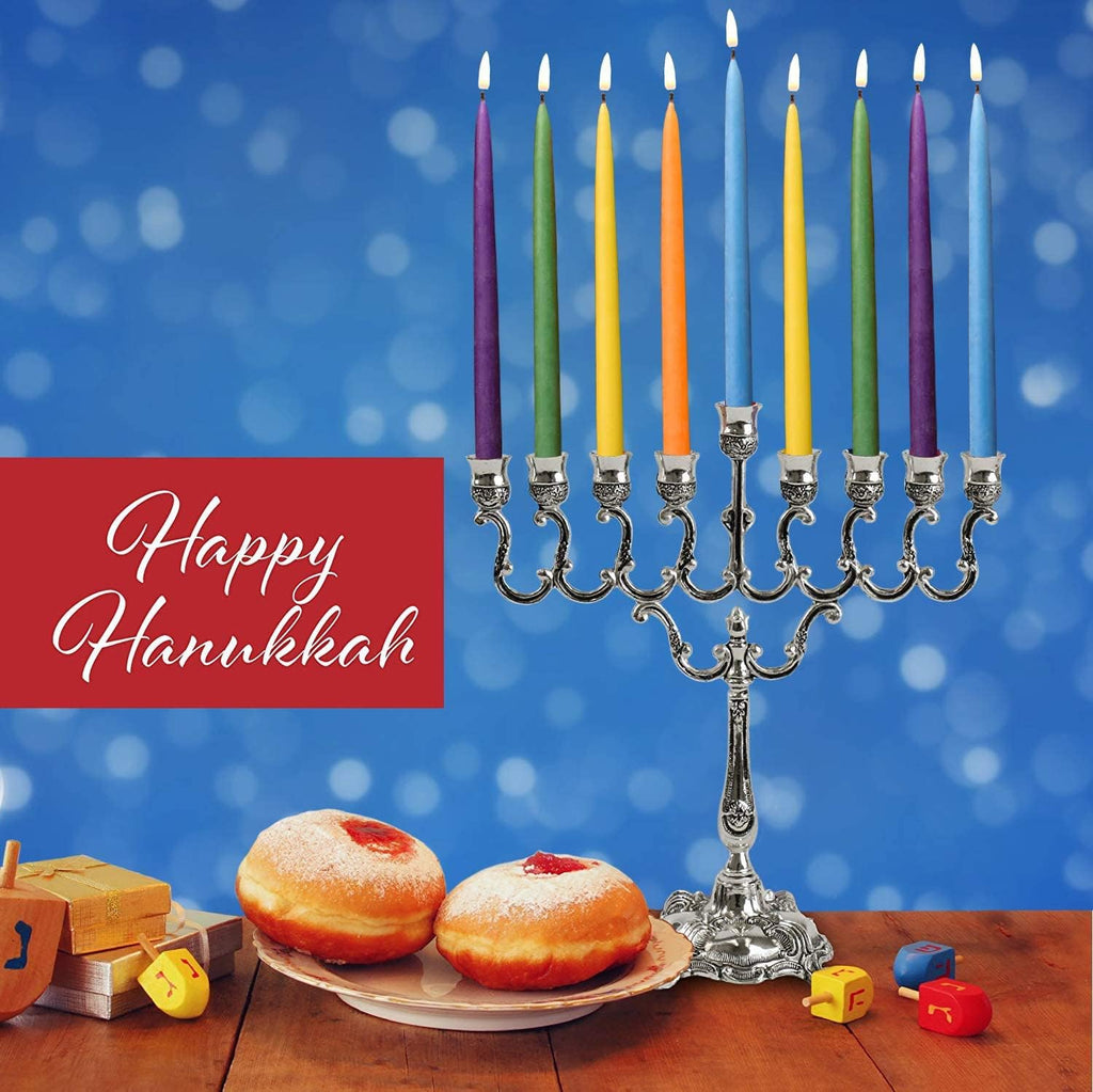 Ner Mitzvah Beeswax Chanukah Candles Most Menorahs - Beeswax Candles, Premium Quality Pure Bees Wax for All 8 Nights of Hanukkah - Standard Size Fits - Multicolored, 45 Count