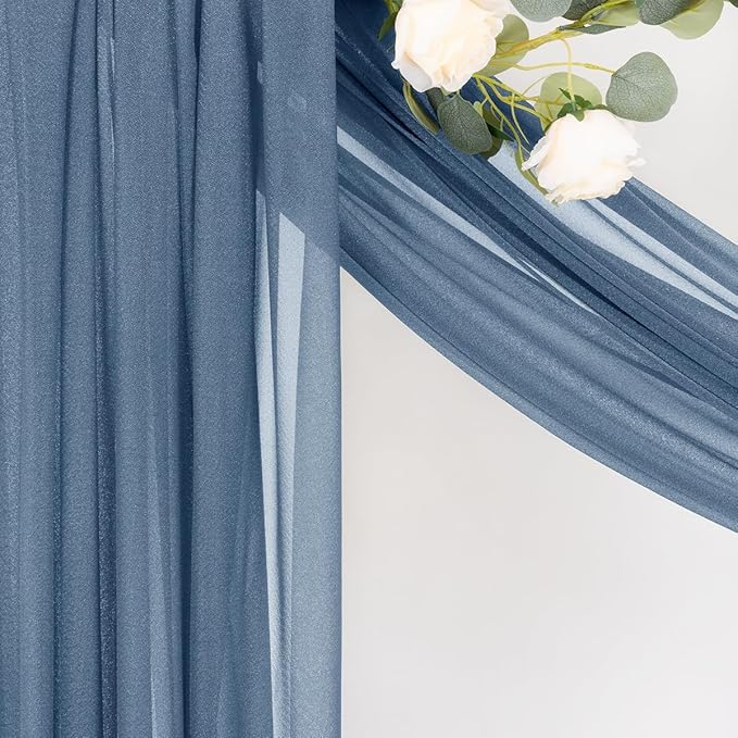 MLMC Dusty Blue Wedding Arch Draping Fabric 1 Panel 29" x 20 FT Extra Long Gauze Drapes Sheer Backdrop Curtains 6.6 Yards Outdoor Drapery Panels for Wedding Bridal Shower Party Ceiling Decoration