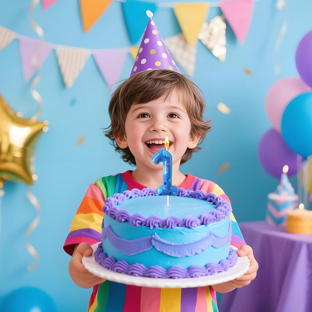 Cartoon Number Birthday Candle Anime Theme Candle Number Candle Blue Birthday Cake Decoration Suitable for Boys and Girls Supplies Party Decoration (Number 1)