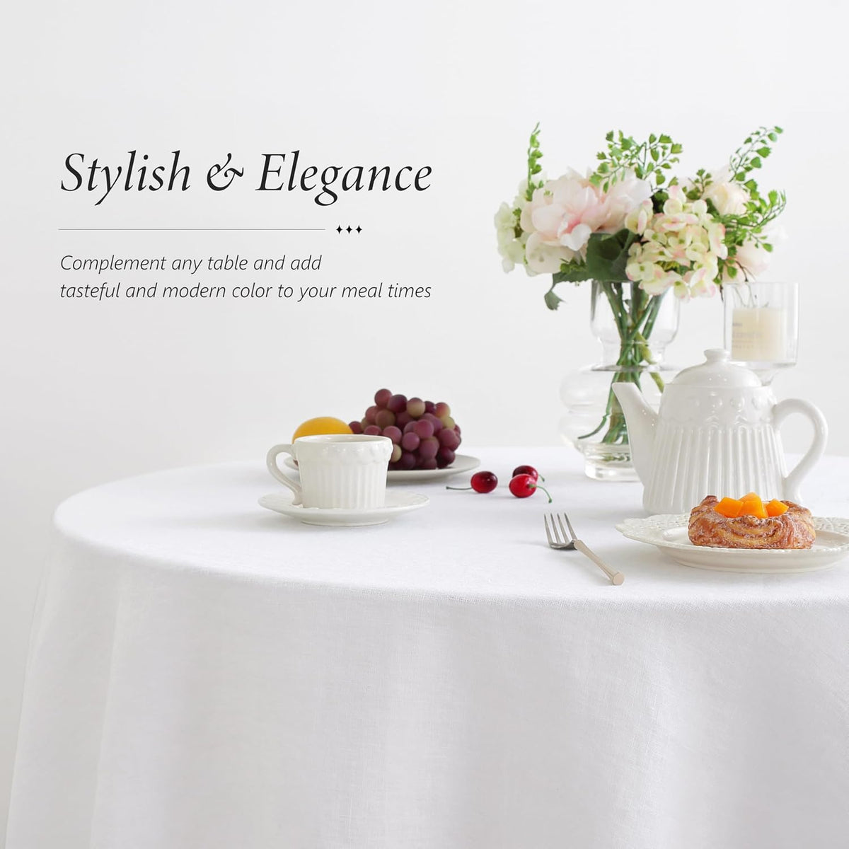 linen world linen tablecloth,100% french linen round tablecloth showing dimensions