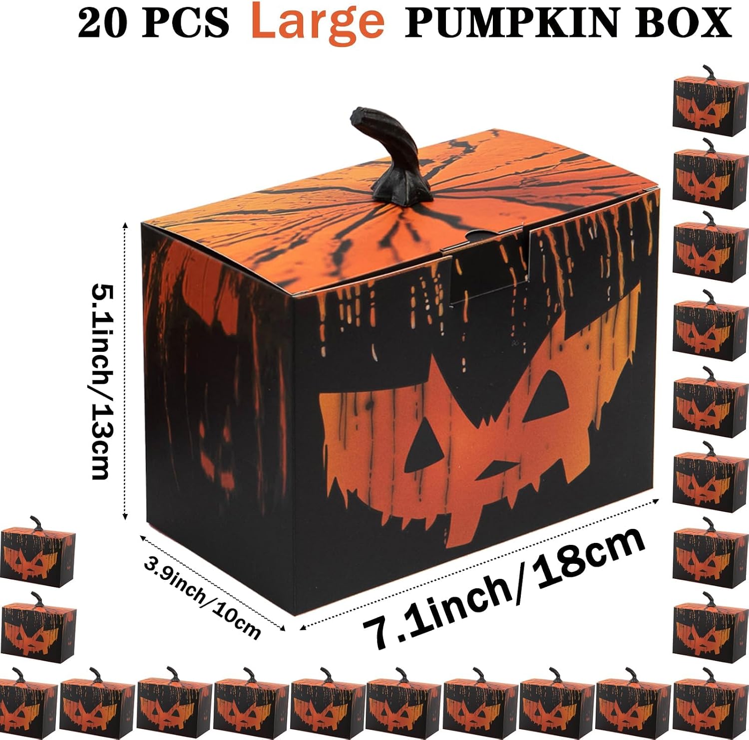 APLUSWER 20pcs Pumpkin Shaped Boxes with Simulated Stems, Large Halloween Treat Boxes Bakery Boxes Candy Boxes for Party Favors, Halloween Decor Boxes Centerpieces for Holiday Birthday Gifts