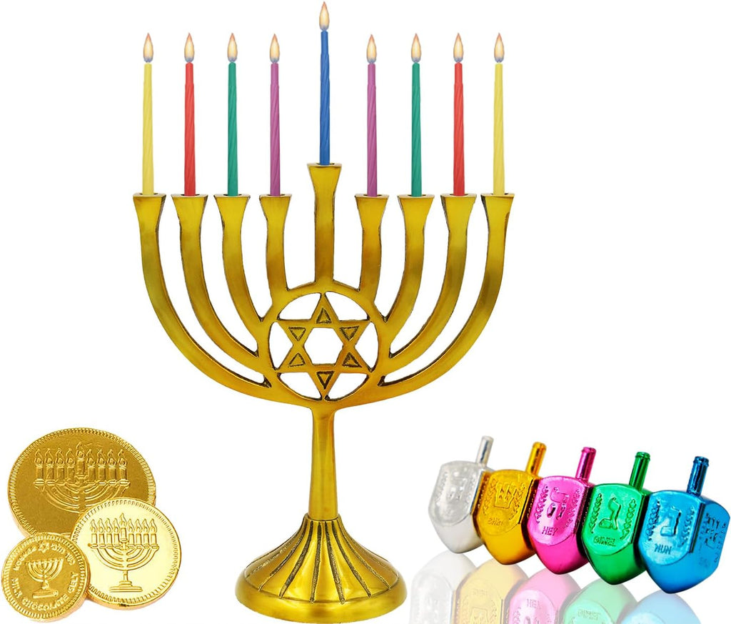 The Dreidel Company Menorah Candles Chanukah Candles 44 Colorful Hanukkah Candles for All 8 Nights of Chanukah Standard Size Fits Most Menorahs