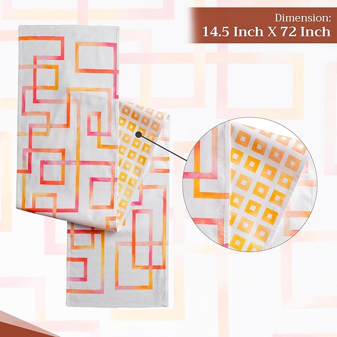 Maison d' Hermine Table Runner 100% Cotton Double Layer Table Runners 72 inches Long Decorative for Kitchen Dining Party Baby Shower Wedding Bridal Shower Spring Summer (Summer Maze, 14.50" x 72")