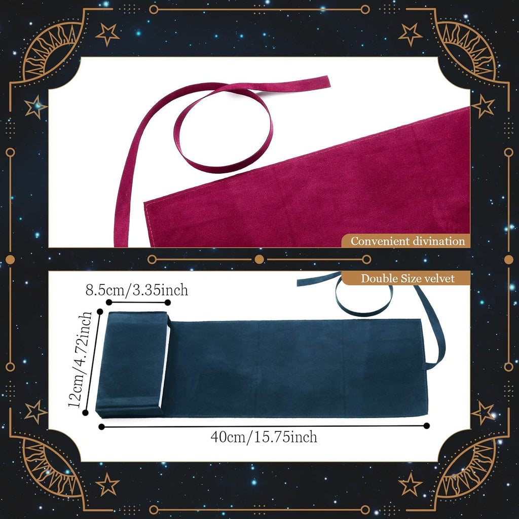 Zhengmy 2 Pieces Tarot Card Velvet Wrap Spread Cloth Pouch Bags Deck Storage Holder for Oracle Playing Cards