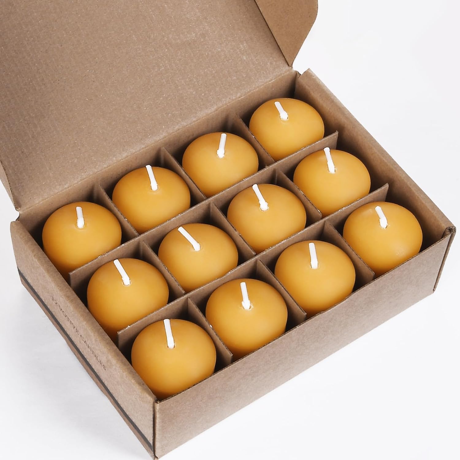 Beeswax Votive Candles-12 Pack Natural Small Votives Set for Home Room Decor Party Wedding Spa Gift