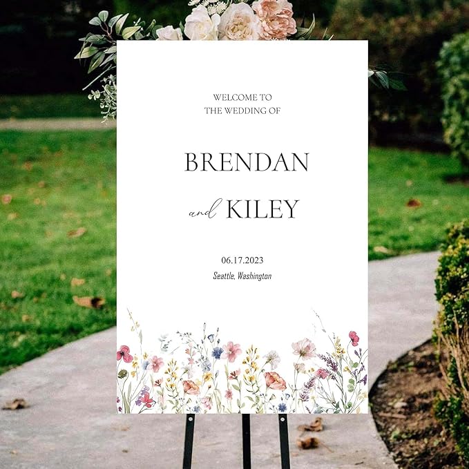 Spring Wildflower Wedding Welcome Signs, Welcome Sign Wedding, Customized Wedding Welcome Sign, Custom Wedding Welcome Sign
