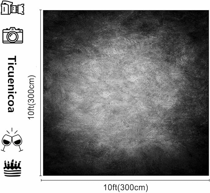 10x10ft Abstract Black Gray Portrait Photography Backdrops Photo Studio Prop Background for Children Adult