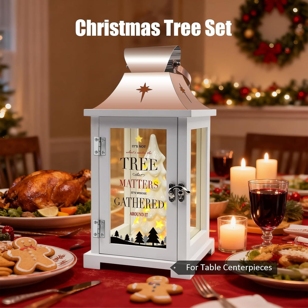 ceramic christmas tree that light up for table shown in use