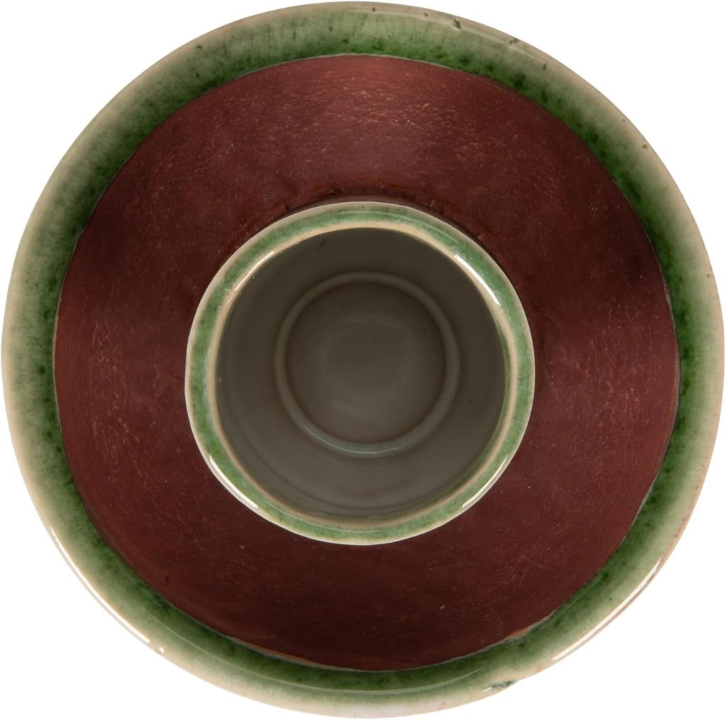 Creative Co-Op Stoneware Match Holder with Striker Plate, Reactive Glaze, Green (Each One Will Vary)