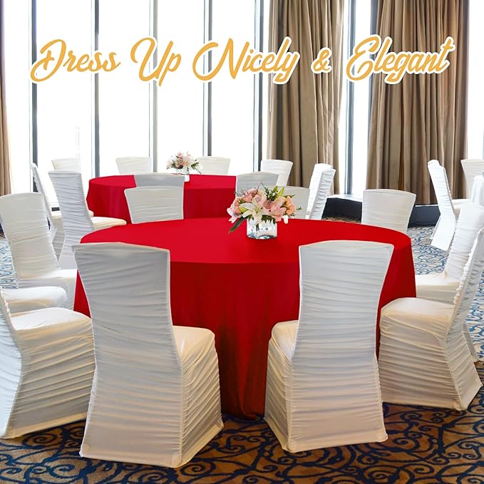 BRILLMAX 6 Pack Red Round Tablecloths 120 Inch - Circle Bulk Linen Polyester Fabric Washable Table Cloth Cover for Wedding Reception Banquet Birthday Party Buffet Restaurant