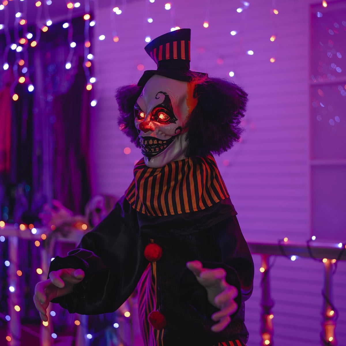 Hourleey Halloween Outdoor Standing Clown Decorations, Life Size Animatronic ...