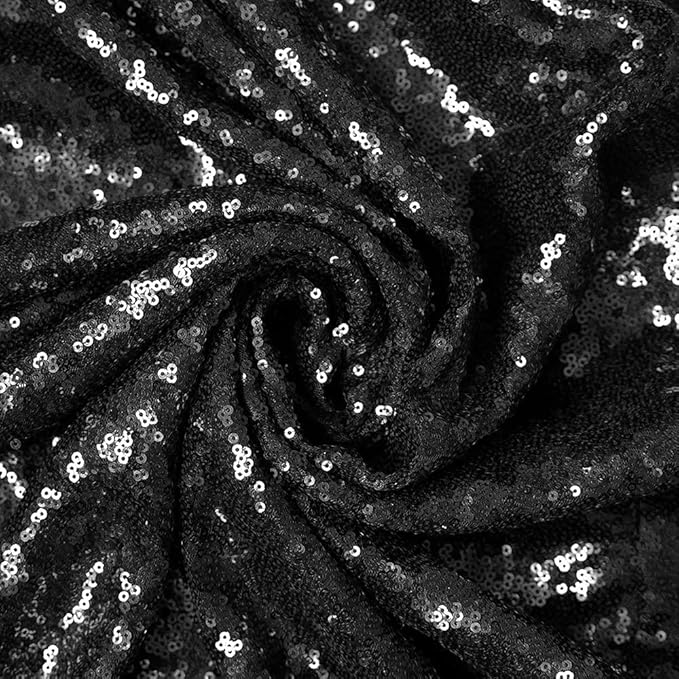 JYFLZQ Black Sequin Backdrop Curtains 4ft x 8ft 2 Panels Glitter Photo Booth Backdrops Sparkly Photography Background Drapes for Halloween Father's Day Graduation Birthday Parties