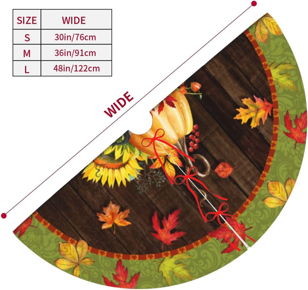 Fall Maple Leaf Christmas Tree Skirt Xmas Tree Mat Halloween Christmas Tree Ornaments Decorations Holiday Party Indoor Outdoor 30"
