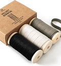 Vitalizart Velvet Ribbon Black White Set 3/8" x 15 Yd Wooden Spool Fabric Trim 3 Rolls * 5 Yd for Christmas Wreath Decoration Handmade Craft Ornaments Gift Wrapping & Bow Making