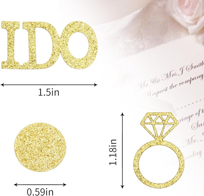 Gold Wedding Table Confetti,Glitter Paper Diamond Ring Confetti, I Do Engagement Party Table Scatter,Bachelorette Bridal Shower Party Decorations