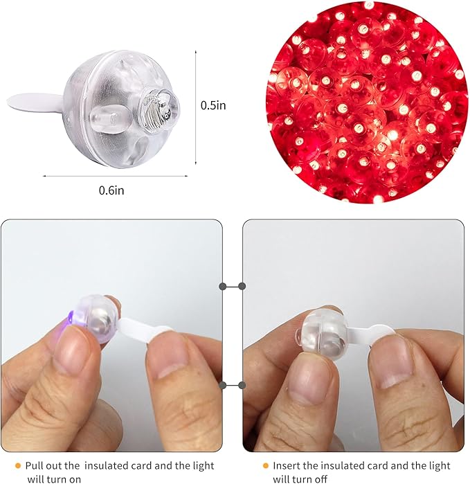Aogist 100pcs Balloon Lights,Long Standby Time Waterproof Twinkle Mini Light,Battery Powered,Round LED Ball Lamp for Latex Balloon Paper Lantern Party Wedding Christmas Halloween Decorative,Red-Flash