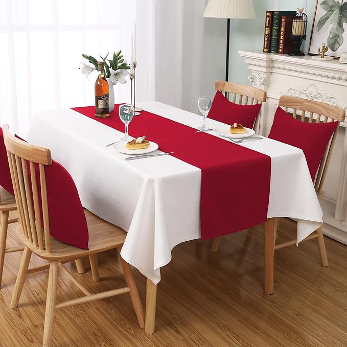 DUALIFE 2 Pack Table Runner 14 x 72 Inch Long Table Cloth Table Runners for Wedding Engagement Banquet Graduations Birthday Party Decorations, Red