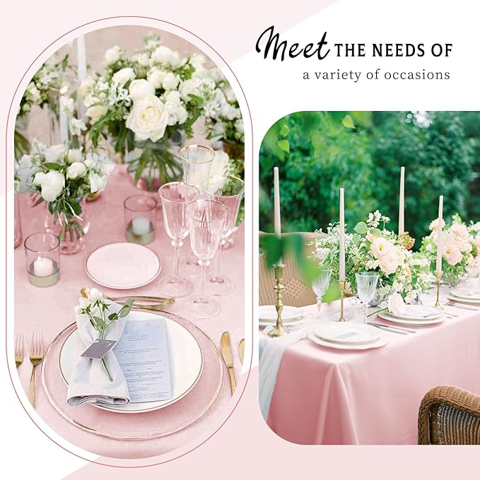 10 Packs Satin Tablecloth 57 x 108 Inch Rose Gold Rectangular Table Cloth Silk Tablecloth Smooth Fabric Overlay Satin Table Cover Decoration for Wedding Party Banquet Events