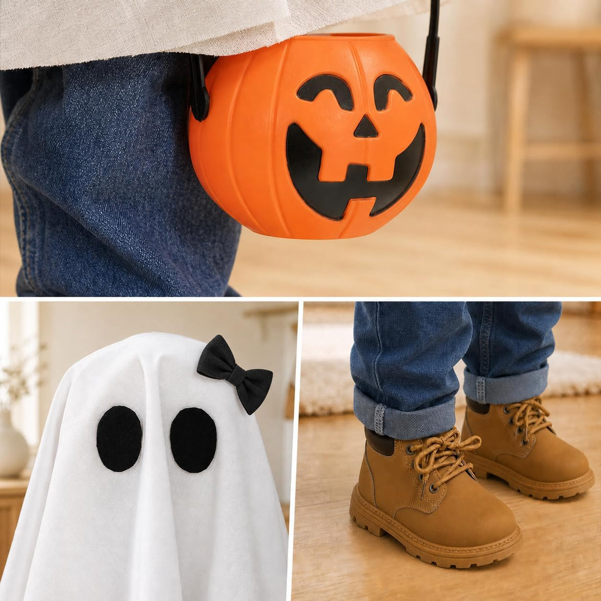 Halloween Decorations - 2 Pack Cute Standing Ghosts with Pumpkin Buckets - Sc...