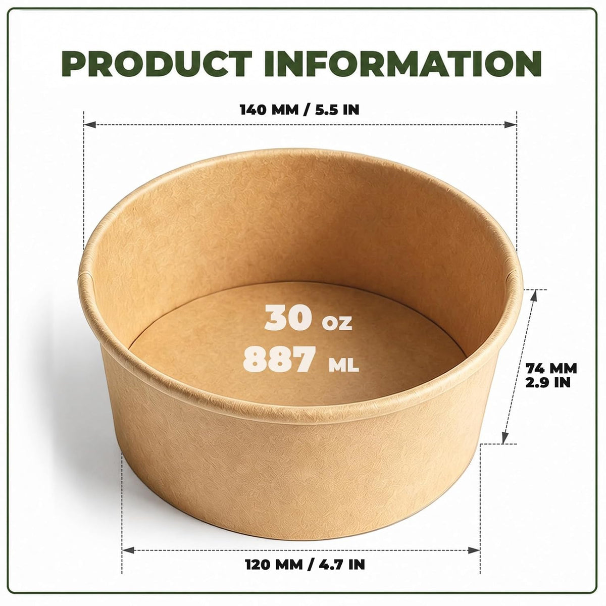 TOPtoper 80 Pcs 30 Oz【WITHOUT LIDS】 Large Paper Bowls Disposable Soup Bowls B...
