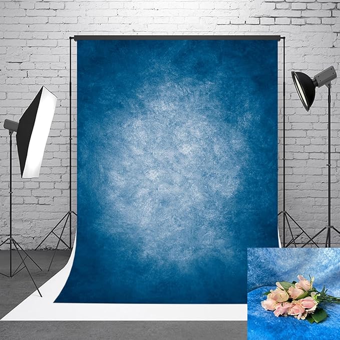 3x5ft Dark Blue Gradient Portrait Photo Backdrops Bright Center Abstract Photography Backdrop for Studio Photo Booth Prop Banner Decor Background