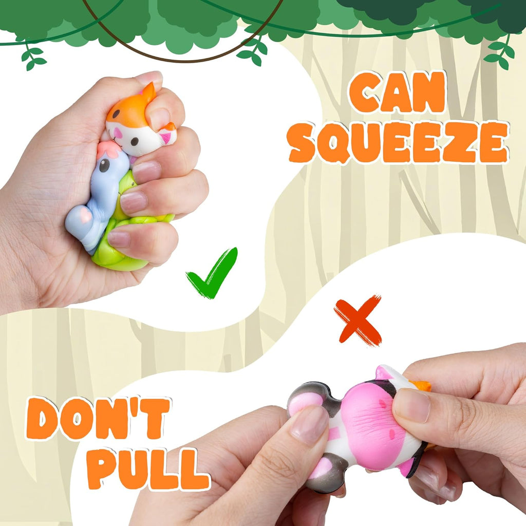 DMIGHT Party Favors for Kids 24PCS Safari Animal Squishy Toys,Goodie Bag Stuffers, Pinata Stuffers,Birthday Gifts for Boys & Girls,Treasure Chest Prizes,Classroom Prizes for Kids