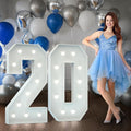 Marquee Numbers 4 Feet Tall Big Light Up Numbers 20th Birthday Decorations Women Men Graduation Decorations 2025 White Anniversary Party Decor Large Cardboard Prop Backdrop Sign 20
