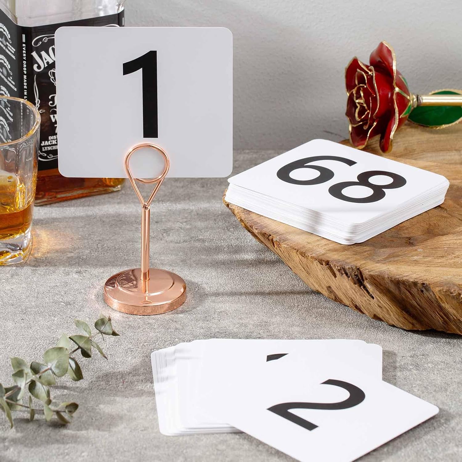 Toncoo 50Pcs Table Numbers 1-50, 3.7x4 Inch Plastic Table Numbers, Double Sided Table Number Cards - for Wedding Reception Restaurant Table Numbers Place Cards, White