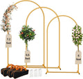 3-Pack Metal Arch Backdrop Stand Set (6/6.6/7.2FT) Heavy Duty Rust-Proof Wedding Decoration Frame with Crossbar Base for Party, Photo Booth, Balloon & Flowers Decor (Gold, 6FT,6.6FT,7.2FT)