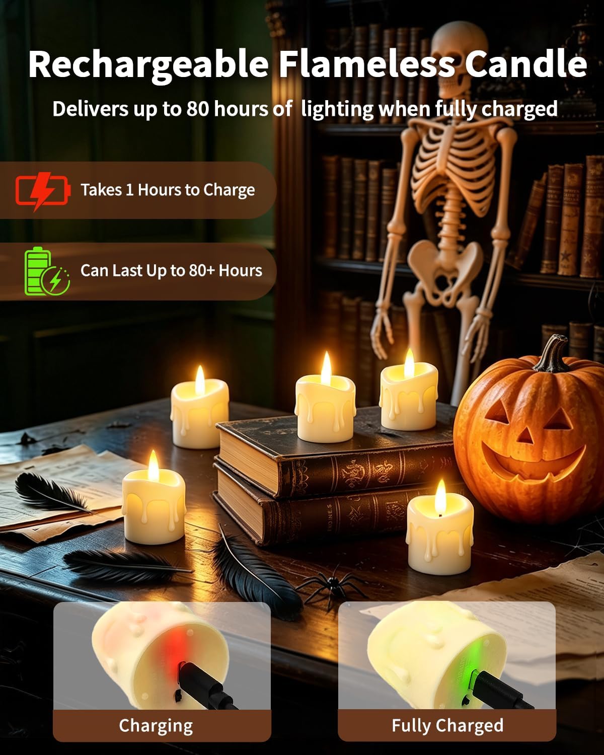 12 Pack Small Rechargeable Flameless Candles with Remote Timer