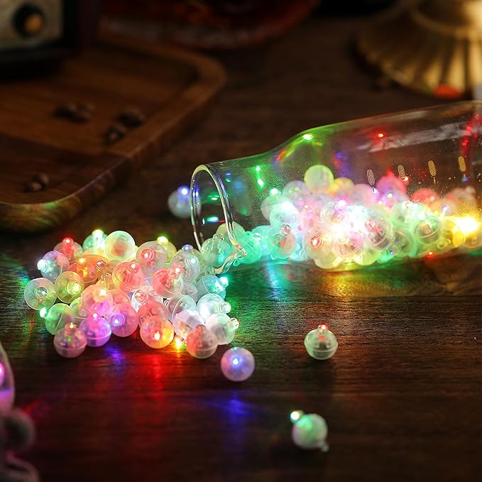 Aogist 100pcs Balloon Lights,Long Standby Time Waterproof Twinkle Mini Light,Battery Powered,Round LED Ball Lamp for Balloon Paper Lantern Party Wedding Christmas Halloween Decorative,Purple-Flash