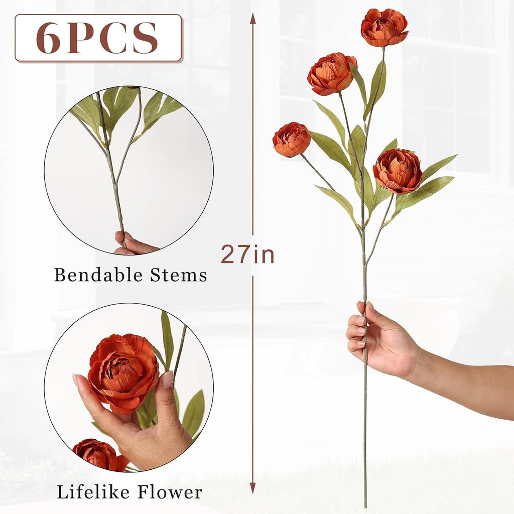 27" artificial fall peony silk flower stems for, package contents