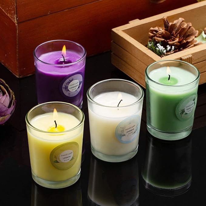Scented Candles, Jasmine, Rose, Vanilla, Bergamot, fig, Lavender, Lemon, Spring,Strawberry, Rosemary, Aromatherapy Candles,Soy Wax Glass Jar Candle - 20 Pack