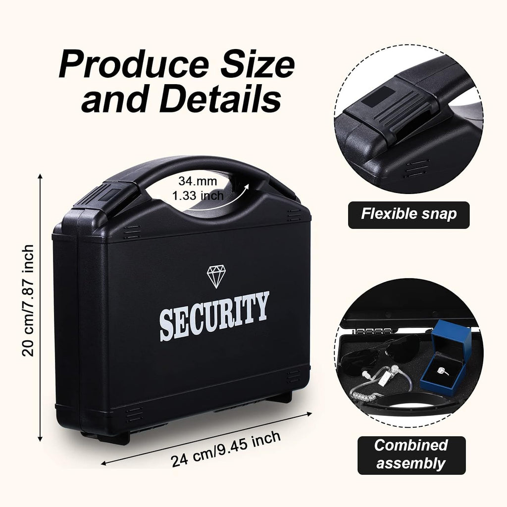 Gejoy Wedding Ring Security Box Bearer Suitcase with Earpiece Earplugs Headset and Sunglass Metal Ring Badge ID Card Holder
