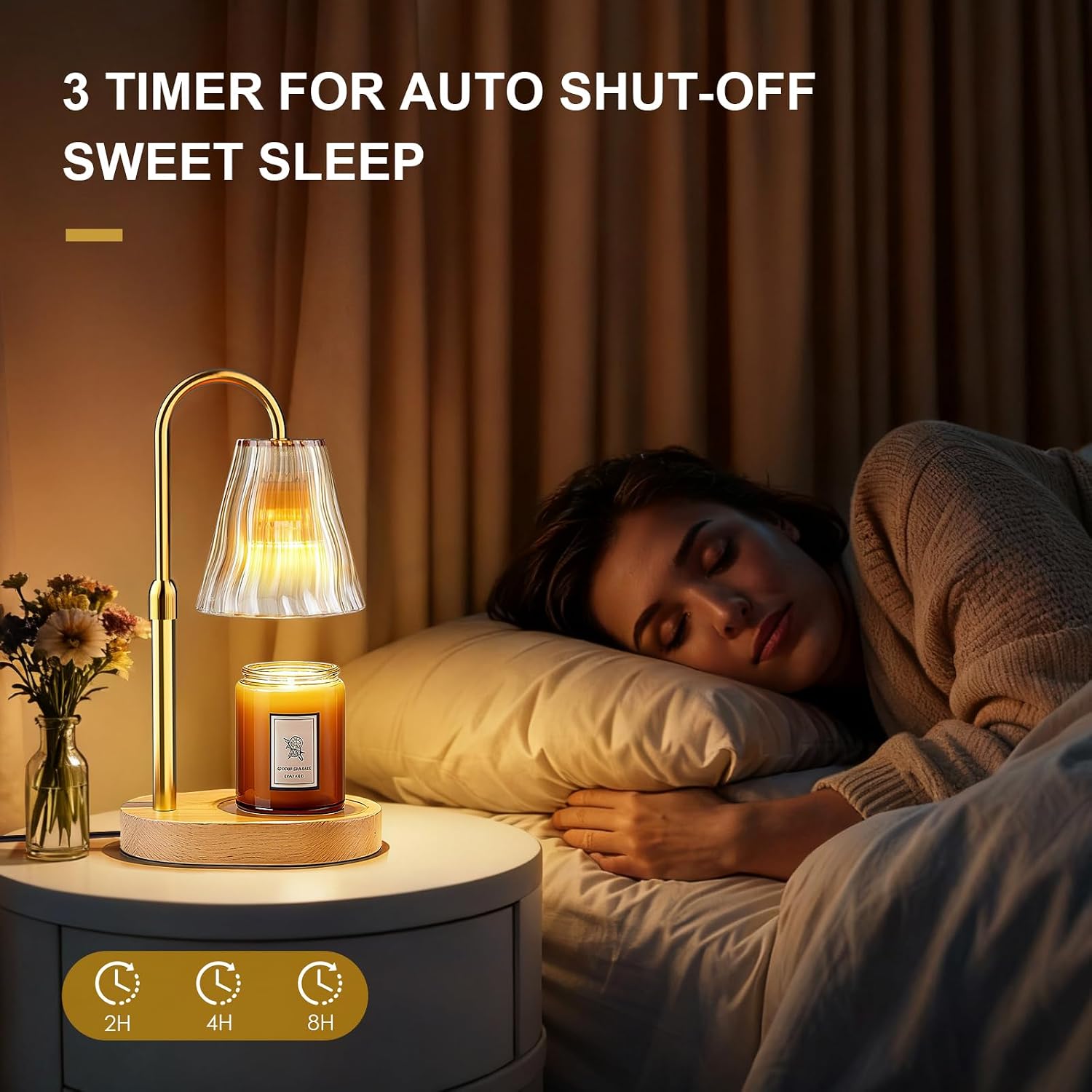 Candle Warmer Lamp with Timer Dimmer, Birthday Gifts for Women Mom Friend Sister, House Warming Gifts New Home Decor, Office Apartment Dorm Room Wax Melt Warmer for Jar Candles with 2 Bulbs
