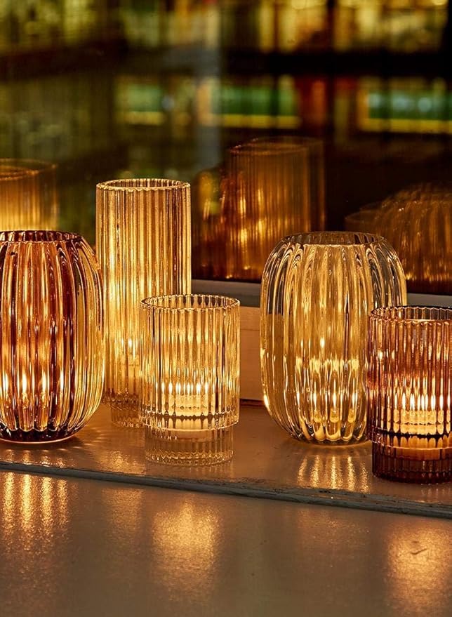 Serene Spaces Living Clear Optical Glass Votive Holder, Perfect for Weddings and Home Décor, Measures 5" Tall and 3.5" Diameter, Set of 12